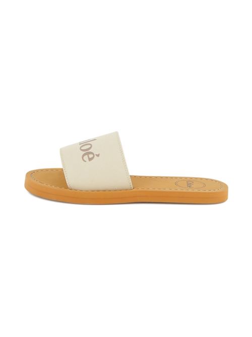 Ciabatte bambina Chloé Woody bianche con fascia logo Chloe' Kids | C20881117